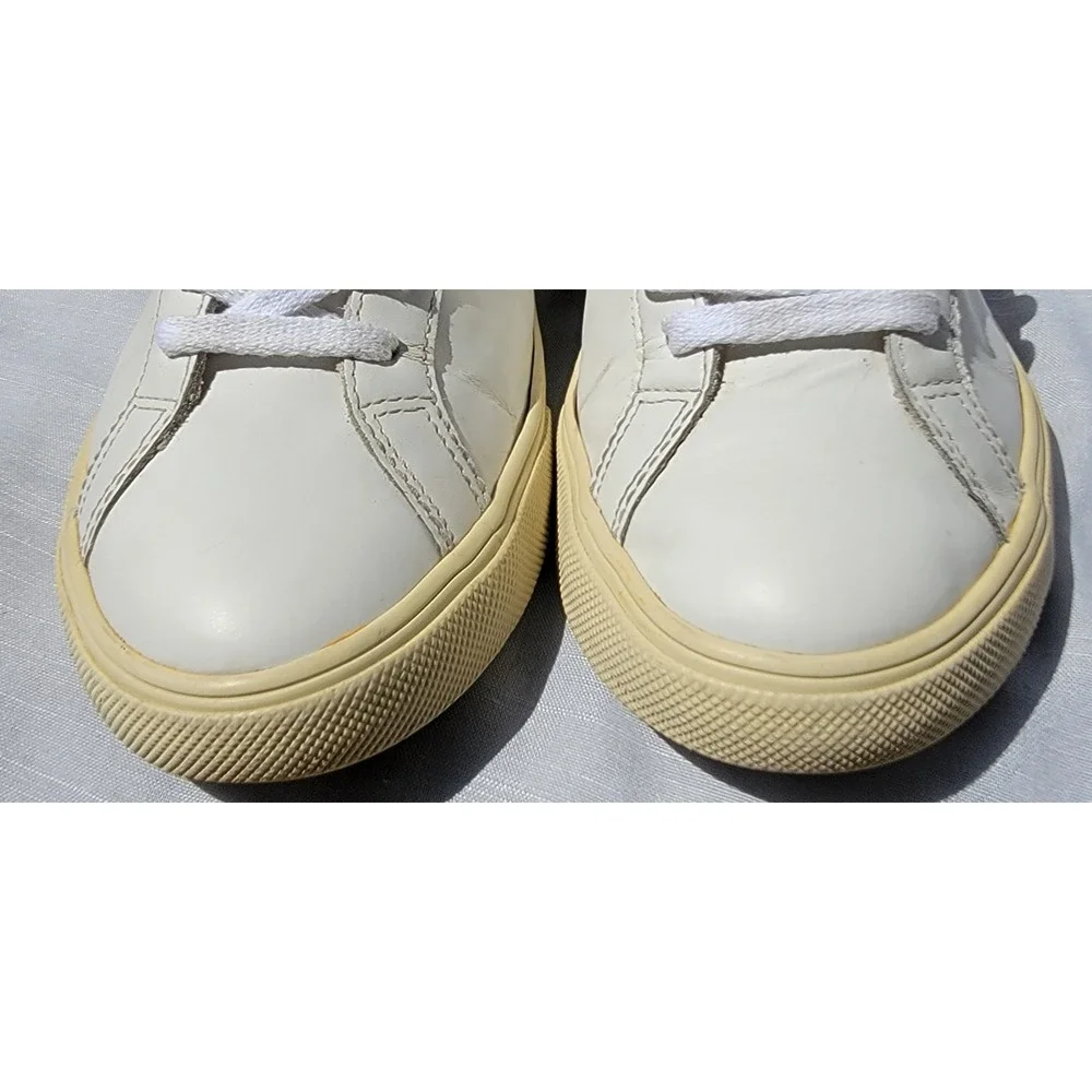 Veja Esplar White Leather Low Top Sneakers Womens 8 Cream Suede Heel Logo